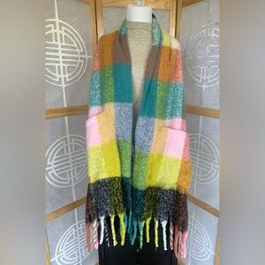 BP plaid, boho, super soft and cozy wrap with fringe.   NWOT